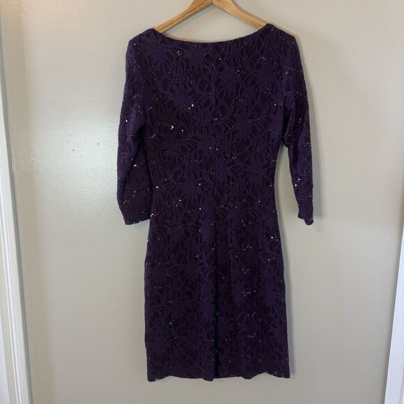 Lauren Ralph Lauren Purple Sequin Dress Knee Length Cocktail Wedding Ruc… - Picture 7 of 9